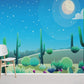 Desert Night Cactus Landscape Mural Wallpaper