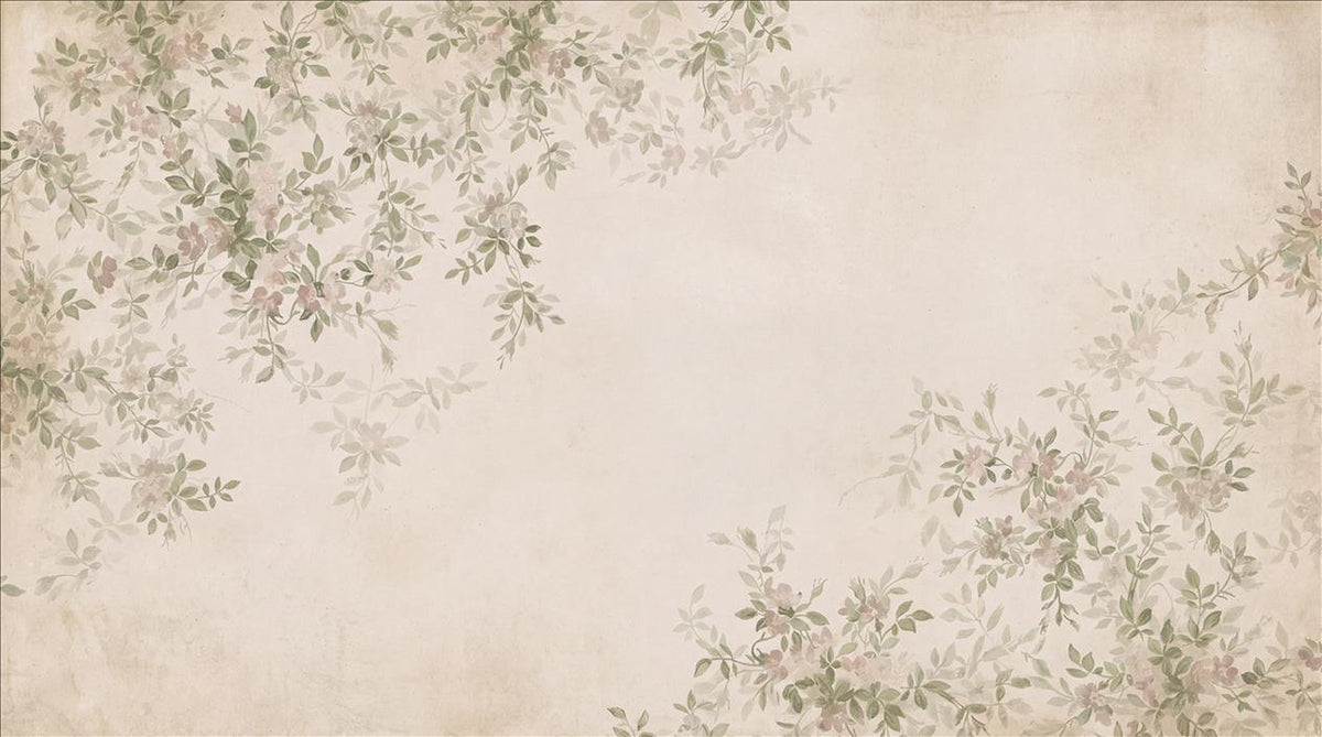 Cream Delicate Leafy Vines Wallpaper Mural
