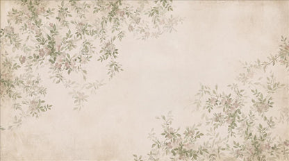 Cream Delicate Leafy Vines Wallpaper Mural design detail