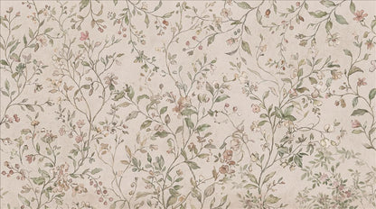 Ivory Trailing Vines and Tiny Flowers Wallpaper Mural design detail