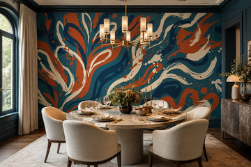 Navy Rust Flowing Abstract Wallpaper Mural