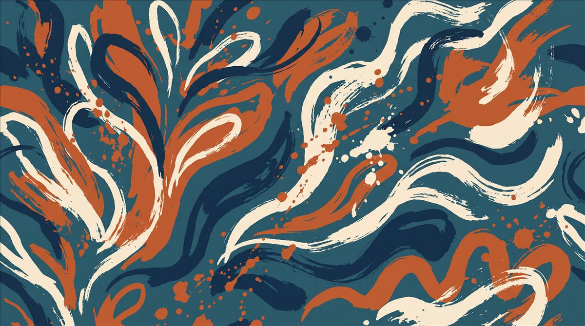 Navy Rust Flowing Abstract Wallpaper Mural design detail
