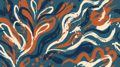 Navy Rust Flowing Abstract Wallpaper Mural interior view