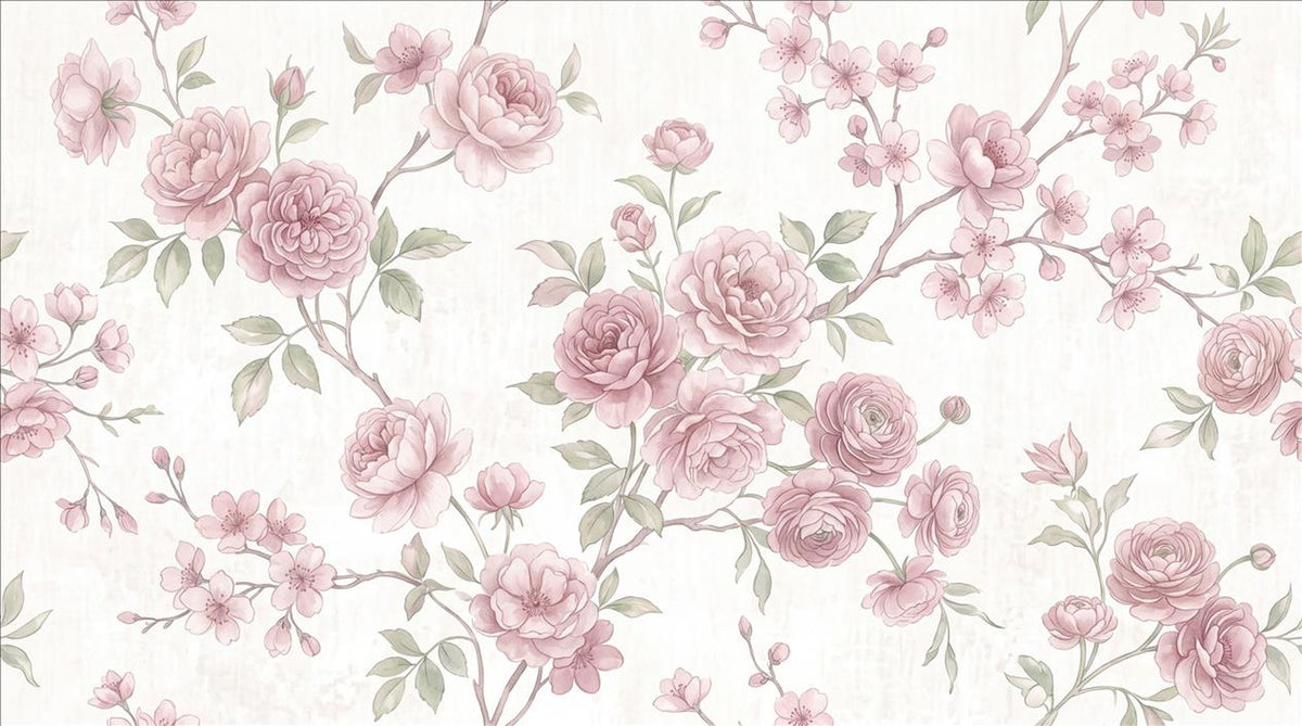 Blush Climbing Roses Wallpaper Mural design detail