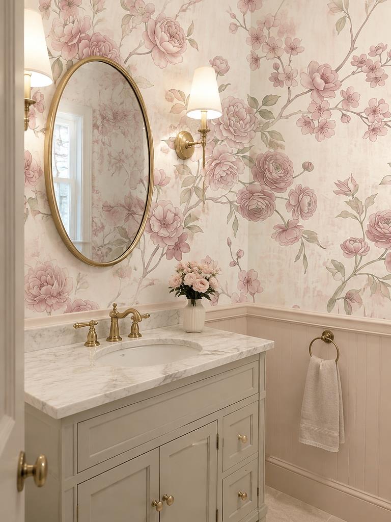 Blush Climbing Roses Wallpaper Mural interior view
