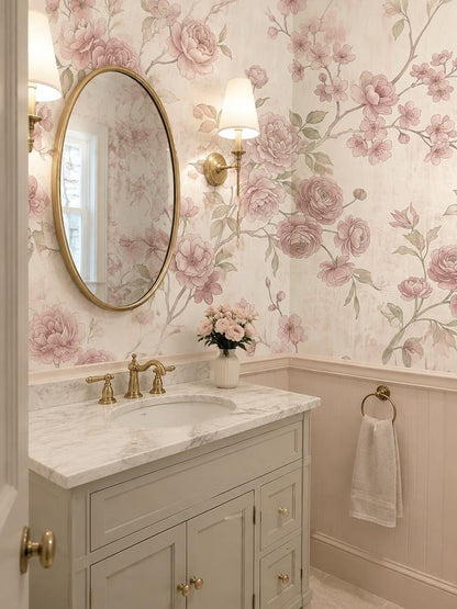 Blush Climbing Roses Wallpaper Mural interior view