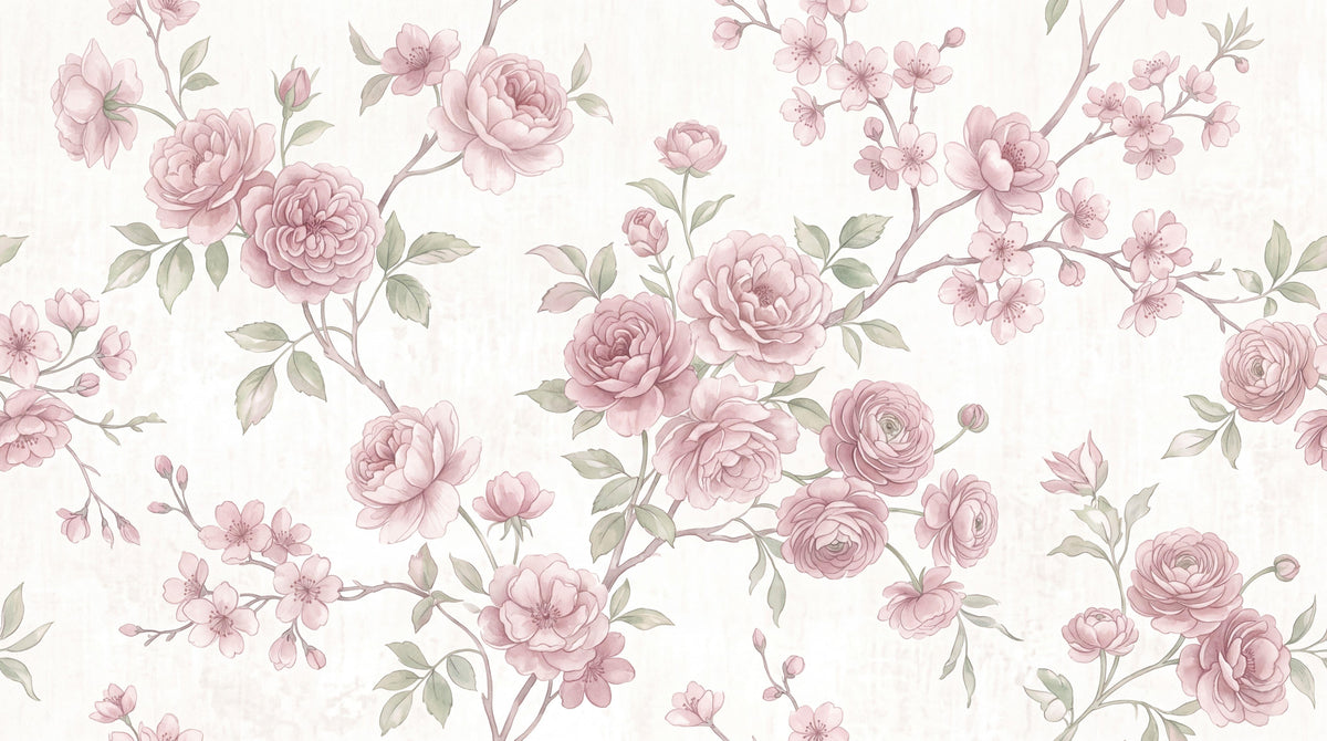Blush Climbing Roses Wallpaper Mural interior view