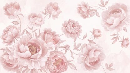 Large Blush Peony Blossoms Wallpaper Mural interior view