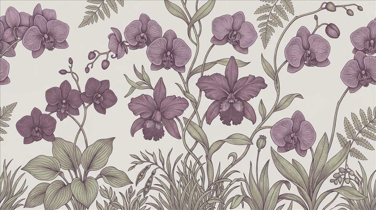 Mauve Orchid Meadow Wallpaper Mural