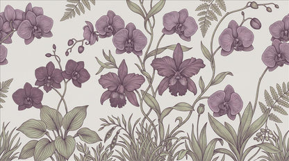 Mauve Orchid Meadow Wallpaper Mural 2