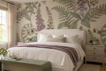 Foxgloves and Ferns Cream Wallpaper Mural