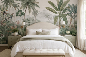 Misty Tropical Palm Grove Wallpaper Mural