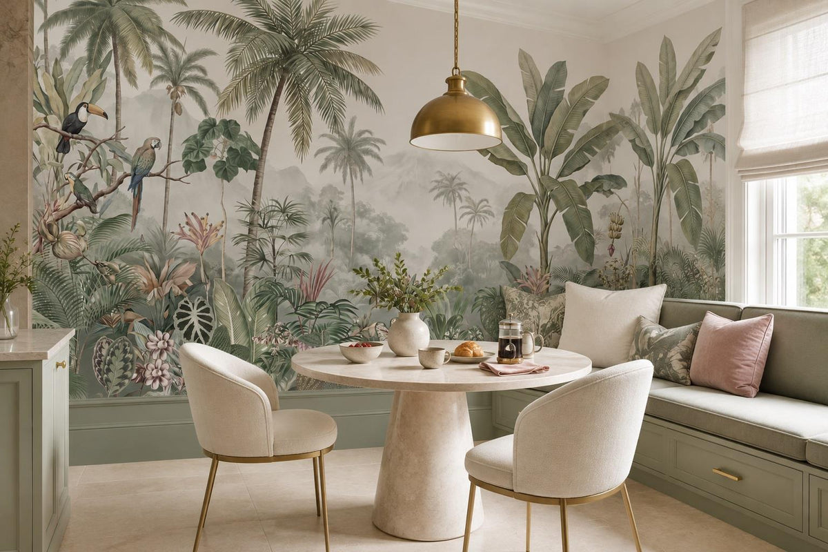 Misty Tropical Palm Grove Wallpaper Mural 3