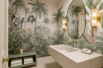 Misty Tropical Palm Grove Wallpaper Mural 4