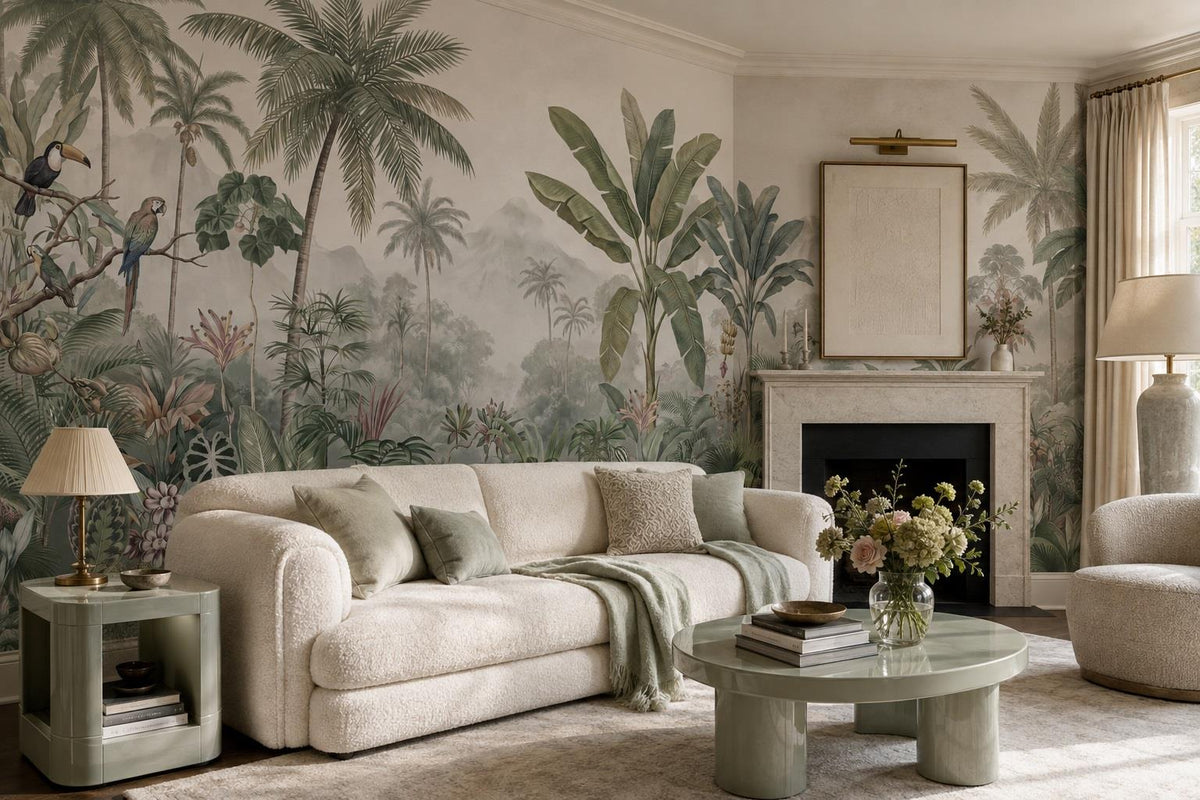 Misty Tropical Palm Grove Wallpaper Mural 5