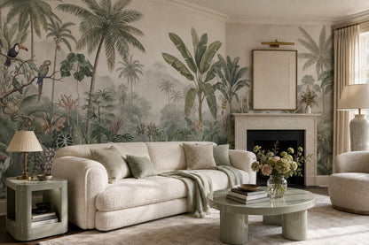 Misty Tropical Palm Grove Wallpaper Mural 5