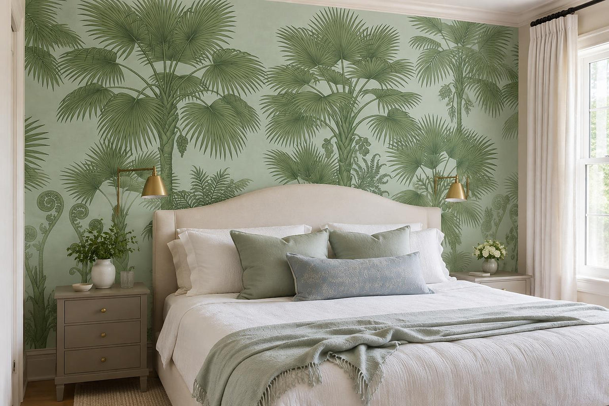 Mint Fan Palm and Fern Wallpaper Mural 1