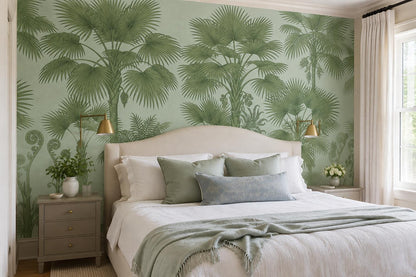 Mint Fan Palm and Fern Wallpaper Mural 1