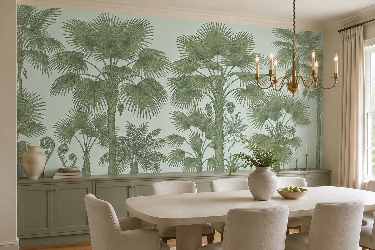 Mint Fan Palm and Fern Wallpaper Mural 3