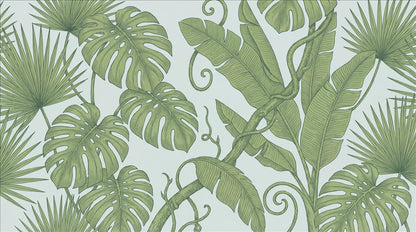 Sage Banana and Monstera Wallpaper Mural 2