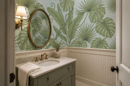 Sage Banana and Monstera Wallpaper Mural 3