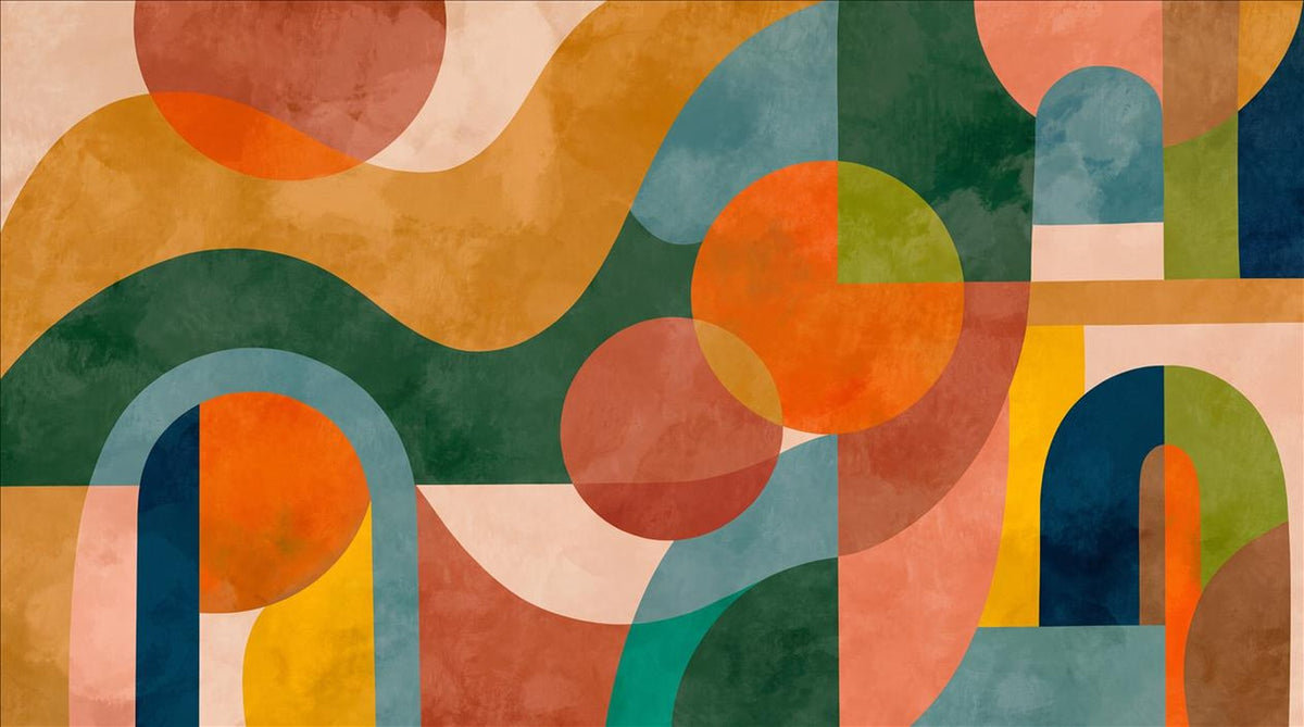 Retro Terracotta Geometric Wallpaper Mural