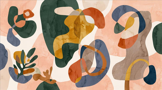 Organic Abstract Shapes Wallpaper Mural 2