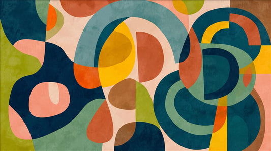 Bold Teal Retro Geometric Wallpaper Mural 2
