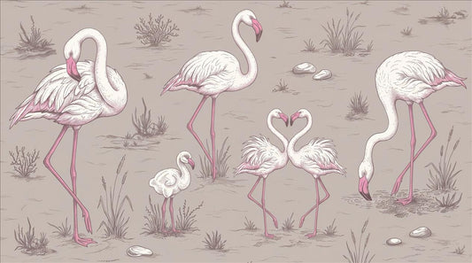Pink Flamingo Family Wallpaper Mural 2