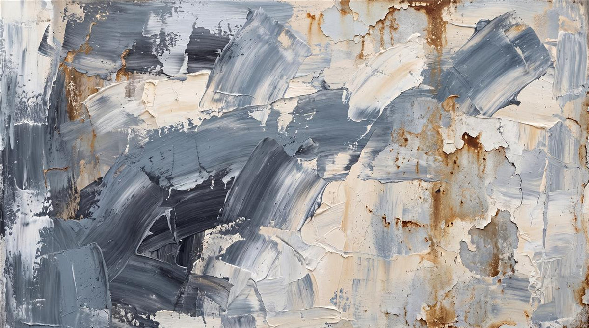 Blue White Abstract Impasto Wallpaper Mural