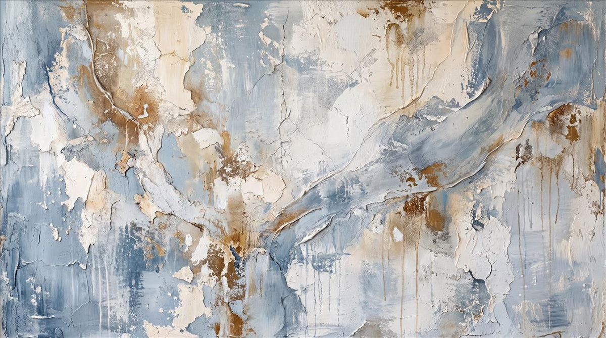 Blue Cream Flowing Abstract Wallpaper Mural