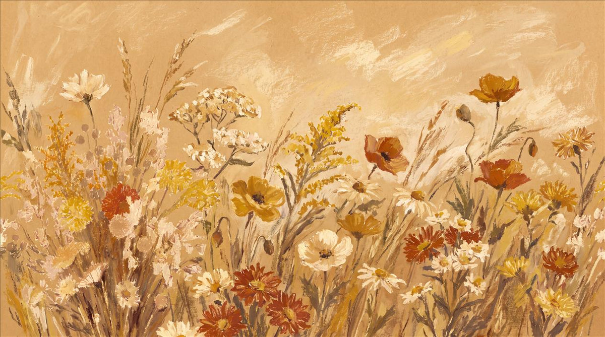 Golden Ochre Wildflower Meadow Wallpaper Mural