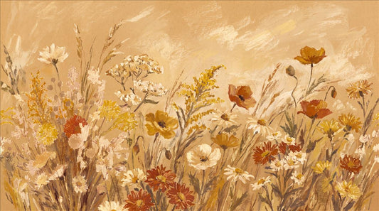 Golden Ochre Wildflower Meadow Wallpaper Mural 2