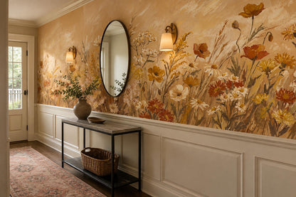 Golden Ochre Wildflower Meadow Wallpaper Mural 4