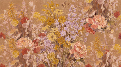 Terracotta Autumn Flower Meadow Wallpaper Mural 2