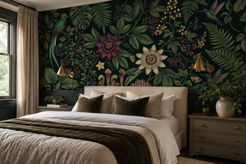 Dark Passionflower Jungle Wallpaper Mural