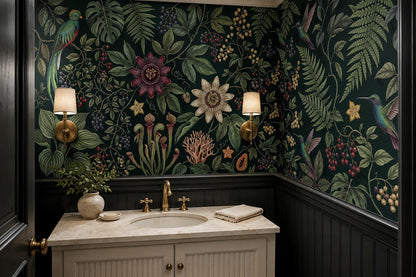 Dark Passionflower Jungle Wallpaper Mural 4