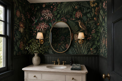 Dark Tropical Flowers and Birds Wallpaper Mural 4