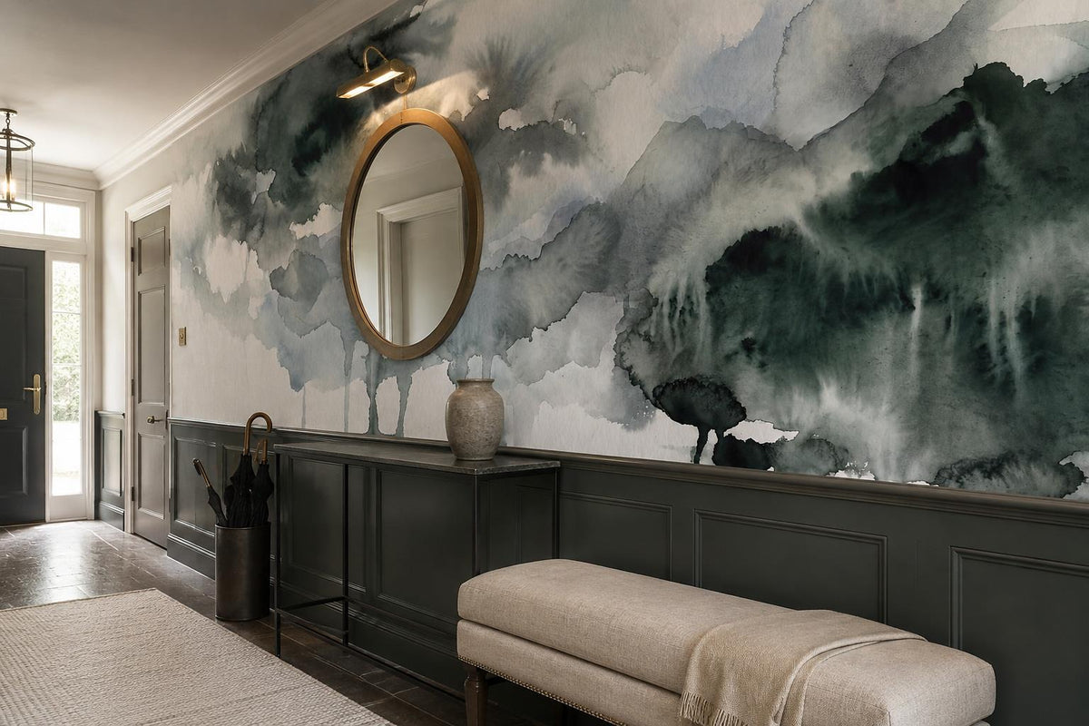 Misty Watercolor Pine Forest Wallpaper Mural 3