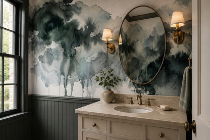 Misty Watercolor Pine Forest Wallpaper Mural 4