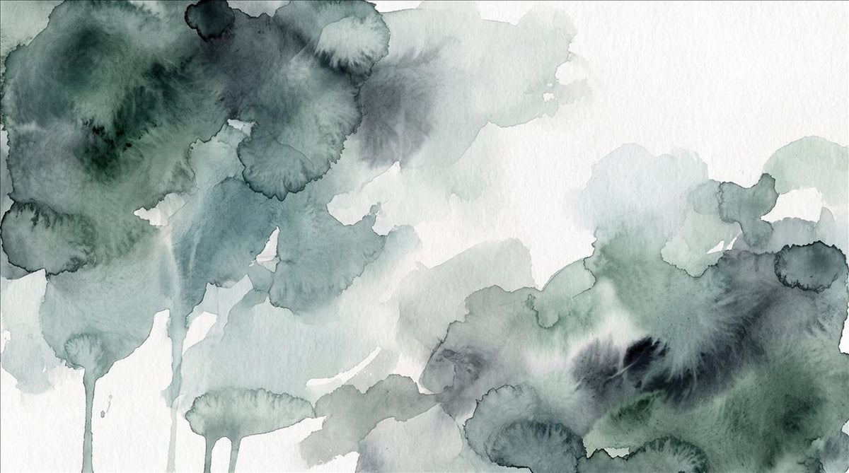 Misty Woodland Watercolor Wallpaper Mural