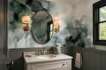 Misty Woodland Watercolor Wallpaper Mural 4