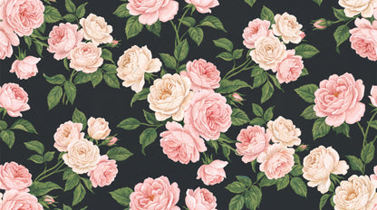 Pink Roses on Black Wallpaper Mural 6