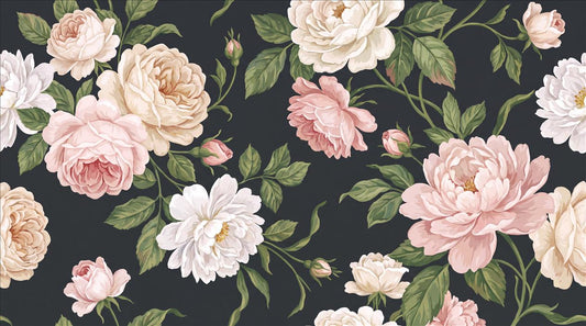 Large Blush Garden Roses Wallpaper Mural 2