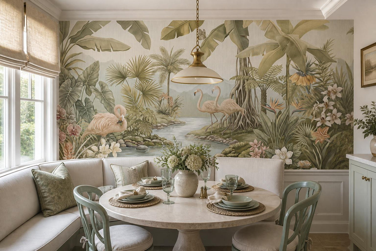 Flamingos Tropical River Wallpaper Mural