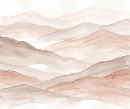 Blush Layered Desert Hills Watercolor Wallpaper Mural