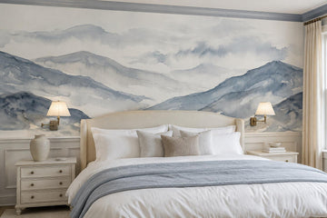 Misty Blue Mountains Watercolor Wallpaper Mural