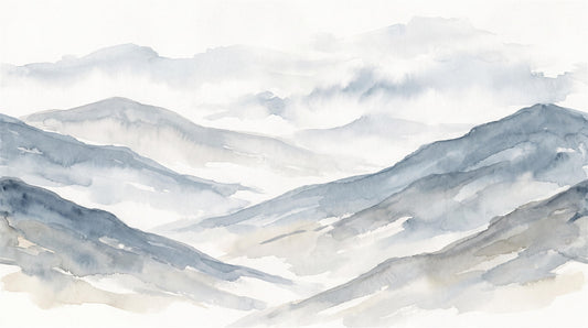 Misty Blue Mountains Watercolor Wallpaper Mural