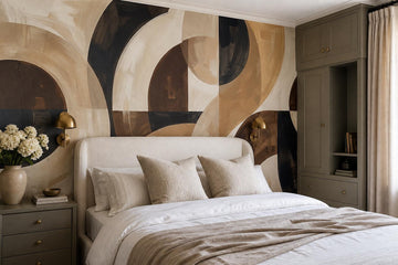 Brown Beige Overlapping Circles Abstract Wallpaper Mural