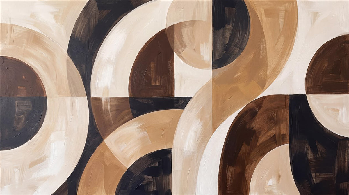 Brown Beige Overlapping Circles Abstract Wallpaper Mural